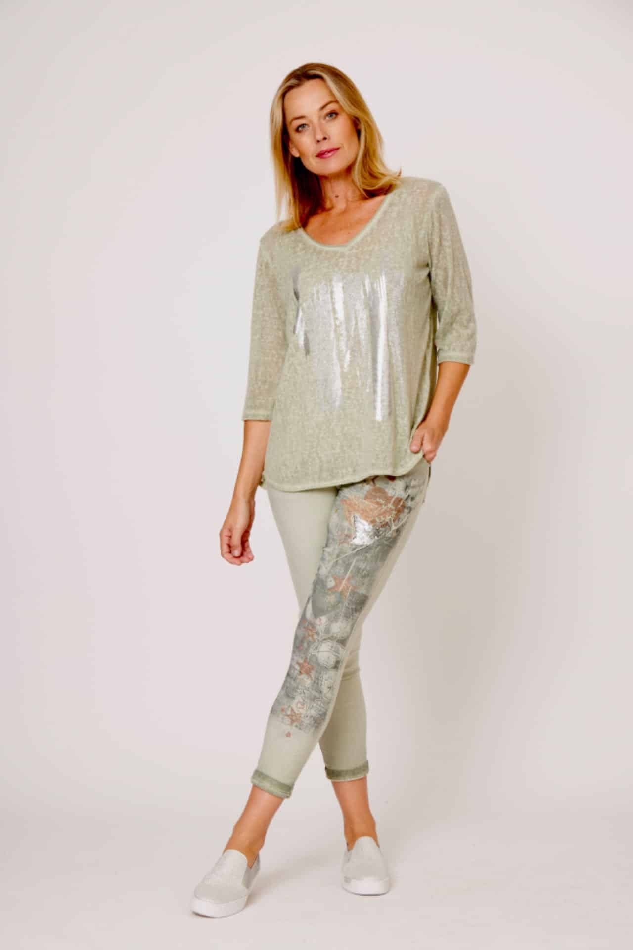 La Strada Italian Tattoo Print Pants