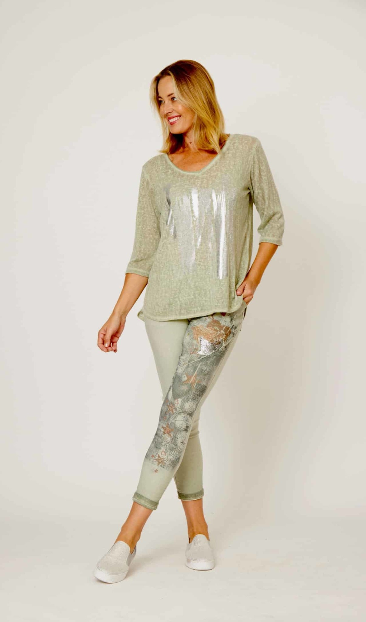 La Strada Italian Tattoo Print Pants