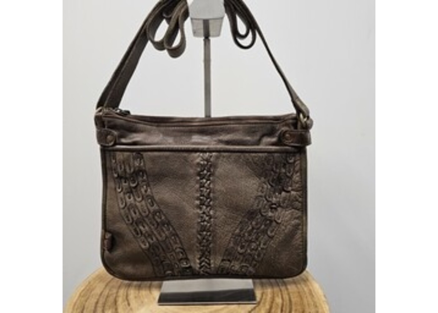 Art n Vintage Sandy zip crossbody handbag - Mud