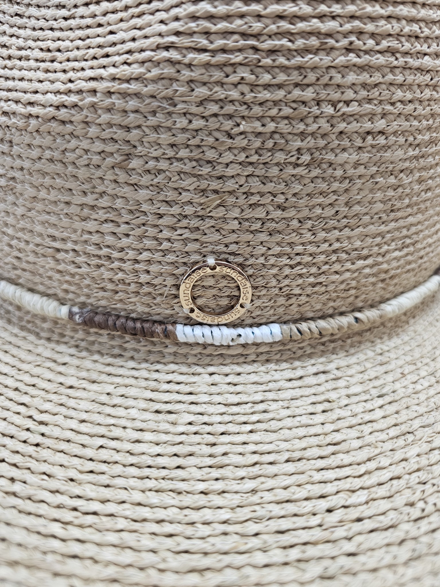 Sundaise Hats Carrie Panama Raffia Natural Tones Trim