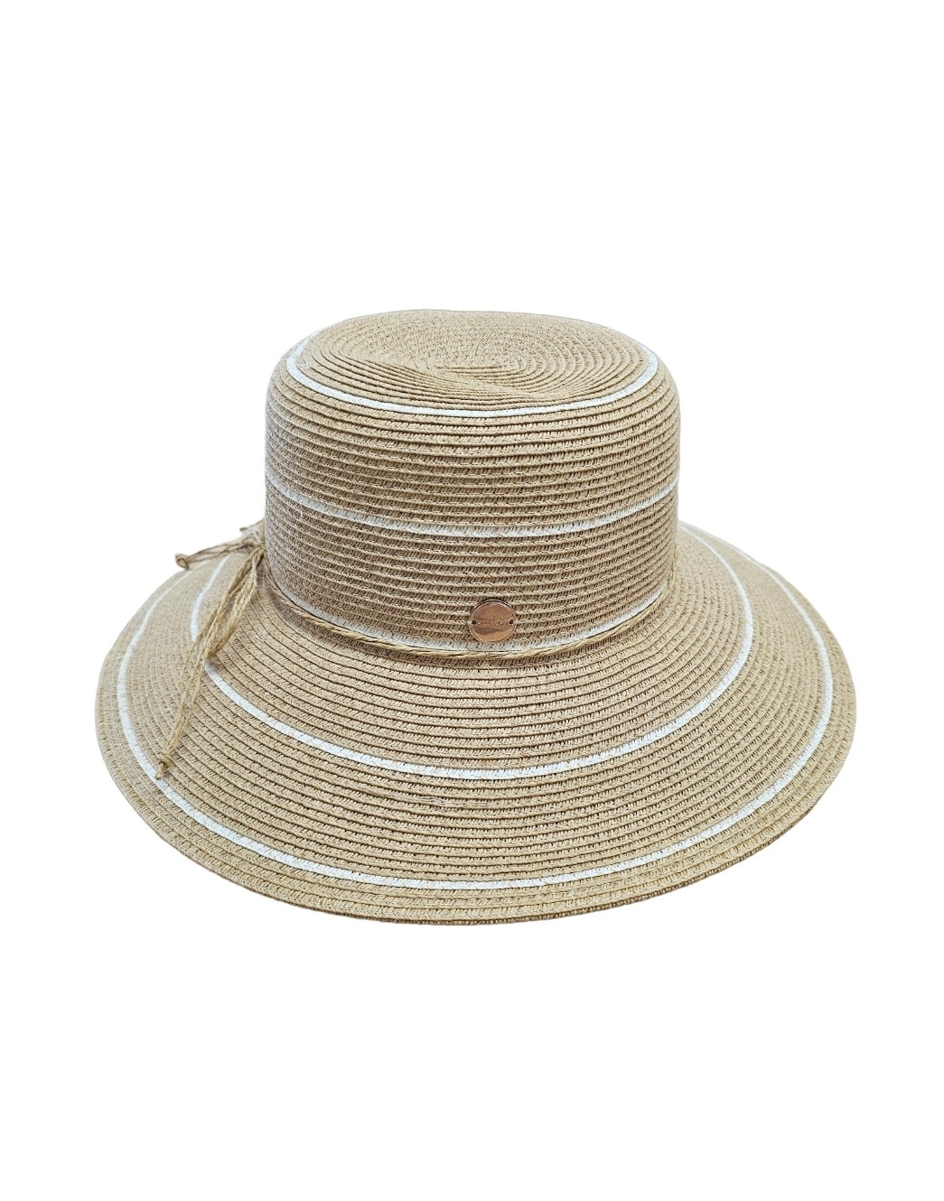 Sundaise Hats Leona Down Brim White Stripes Hat