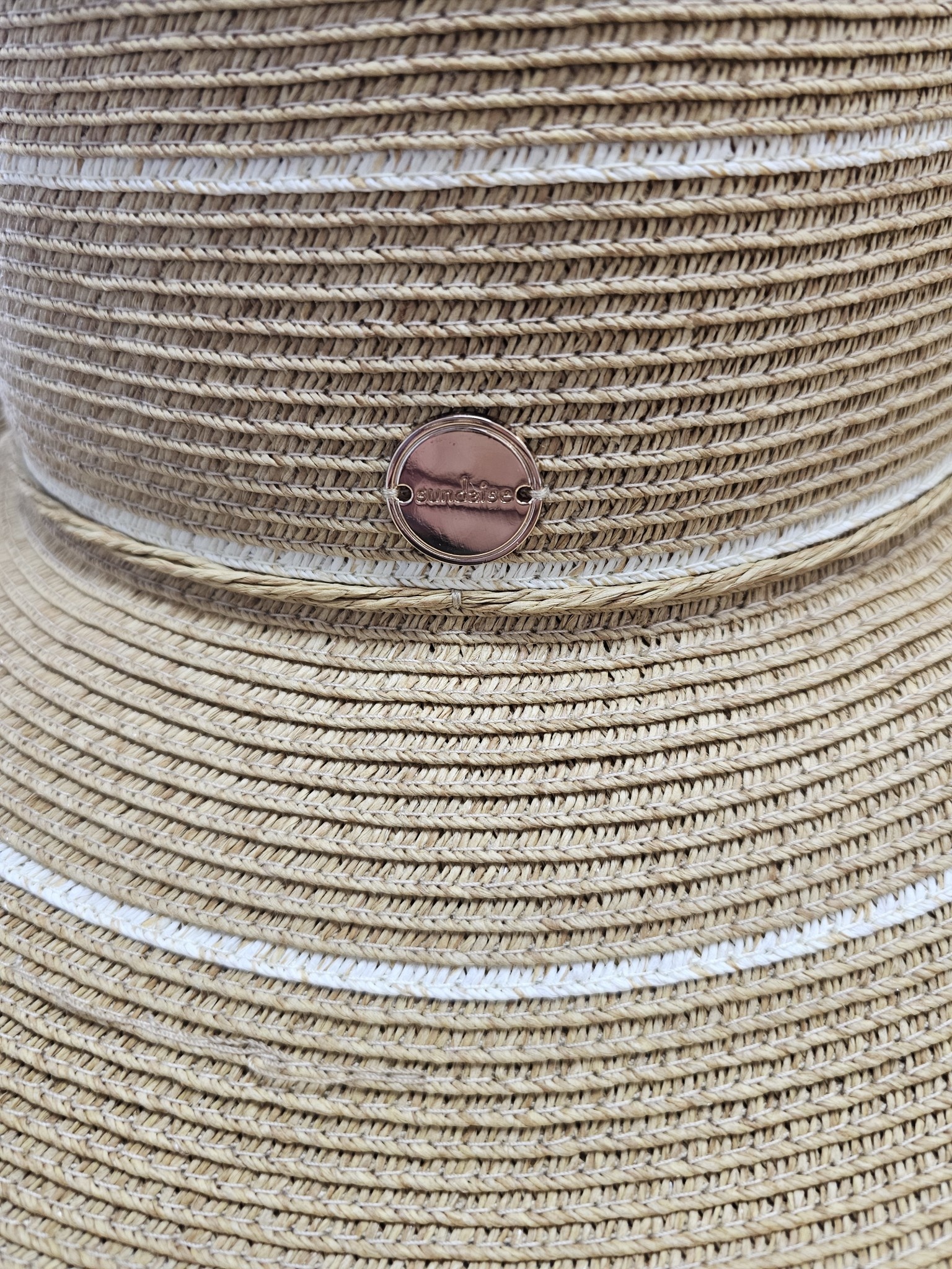 Sundaise Hats Leona Down Brim White Stripes Hat