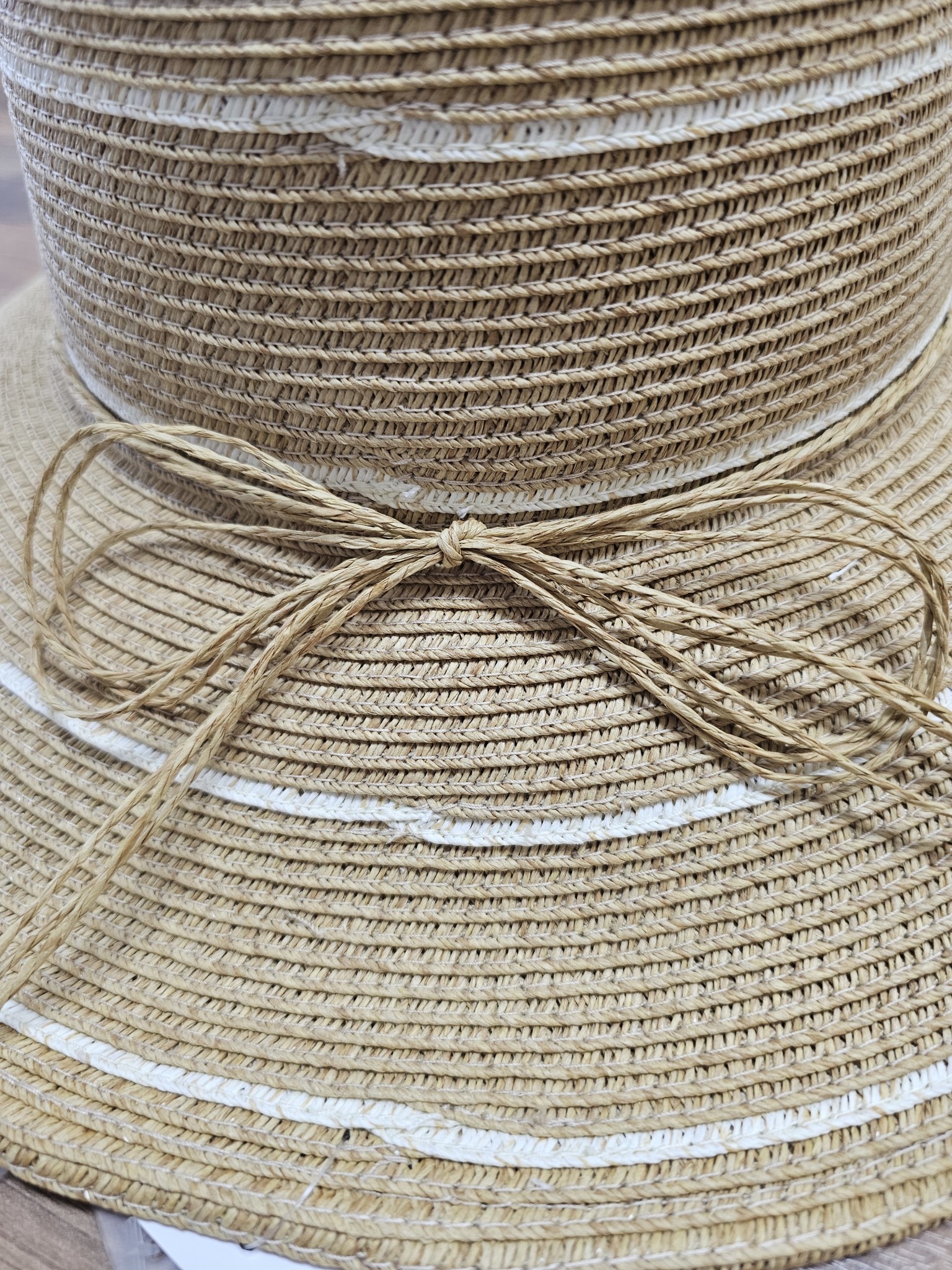 Sundaise Hats Leona Down Brim White Stripes Hat