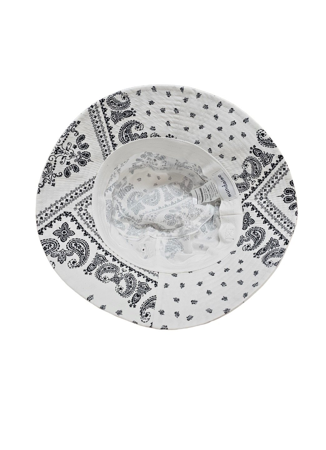 Sundaise Hats Paisley Bucket Hat -White/Black