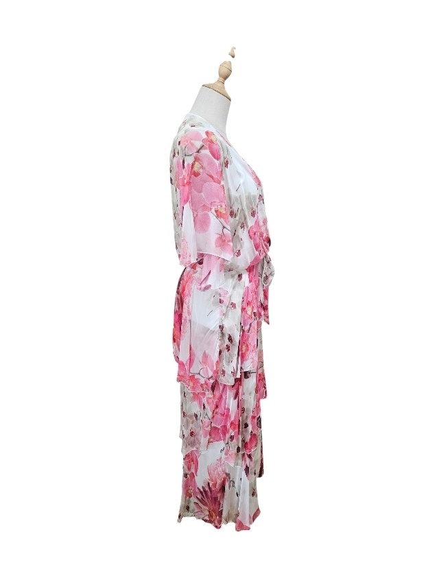 La Strada White/Fuchsia Layered Dress