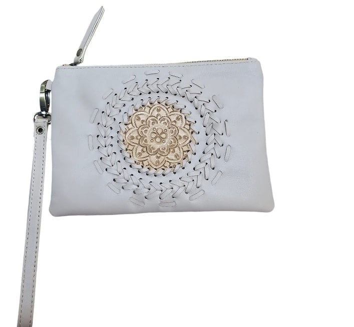 Savarna Tribe Pink Blush Boho Hand Tooled Clutch