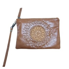 Savarna Tribe Tan Boho Hand Tooled Clutch