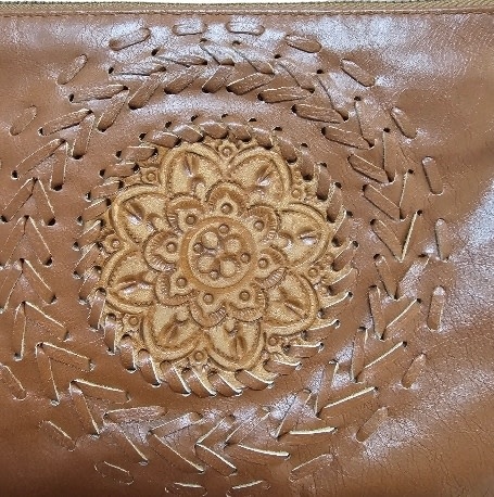 Savarna Tribe Tan Boho Hand Tooled Clutch