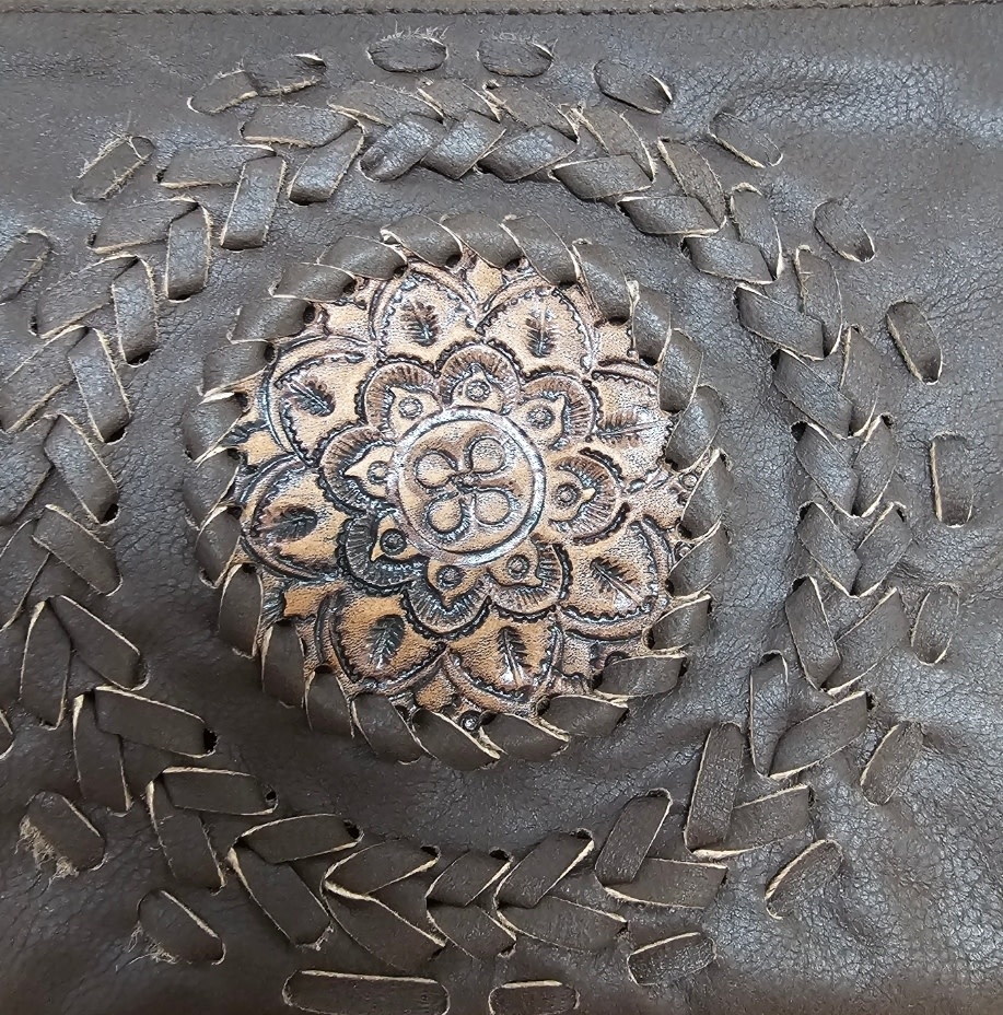 Savarna Tribe Mud Boho Hand Tooled Clutch