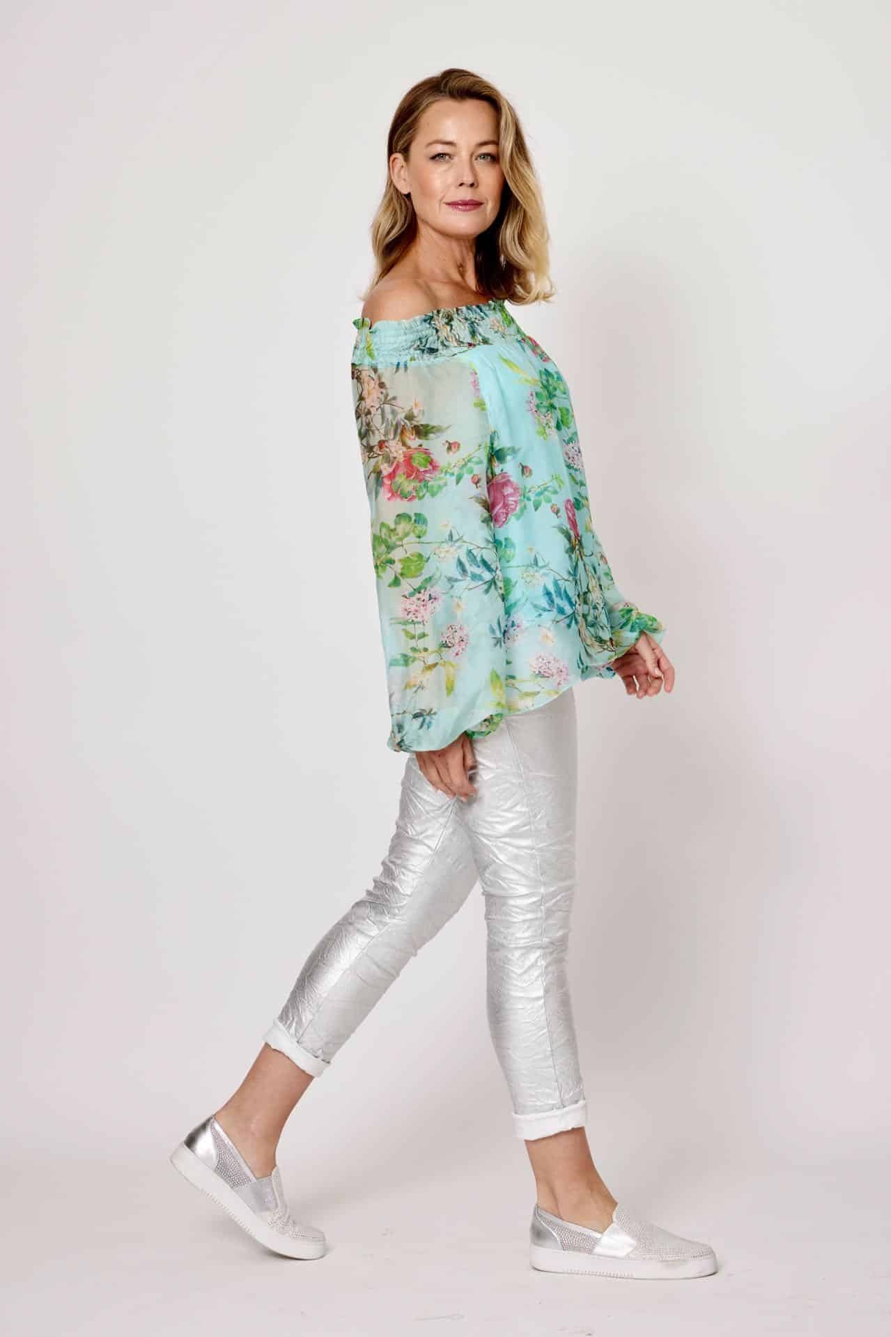 La Strada Amina Elastic Shirred Collar Top