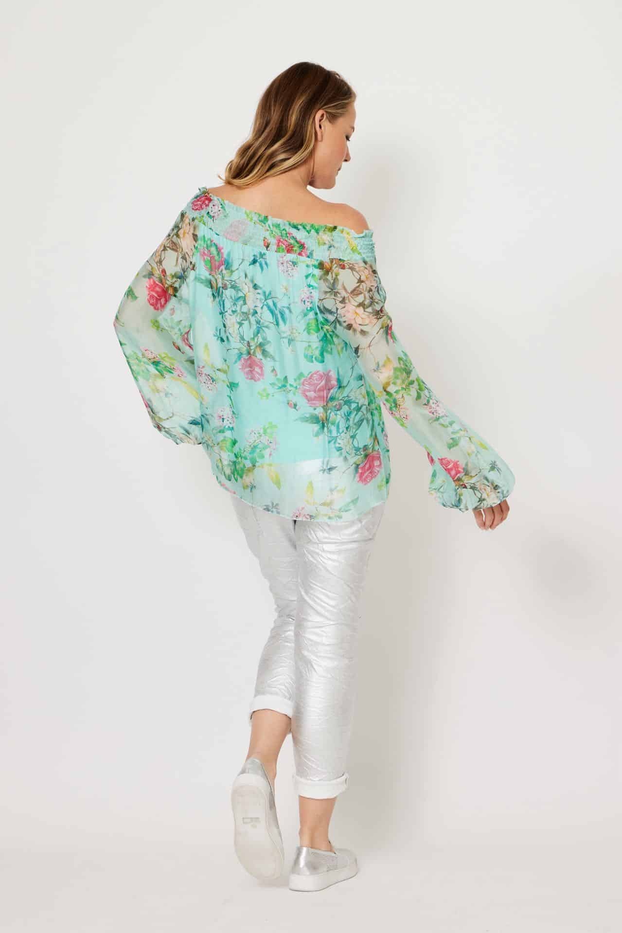 La Strada Amina Elastic Shirred Collar Top