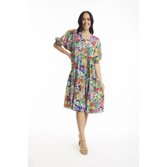 Orientique Australia Welwyn Puff Sleeve Bib Dress - Size 8
