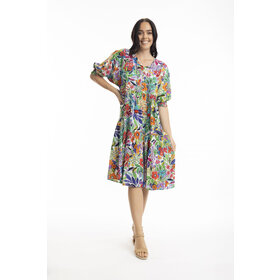 Orientique Australia Welwyn Puff Sleeve Bib Dress - Size 8