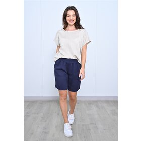Cali & Co Sally Pull-on Navy Linen Shorts
