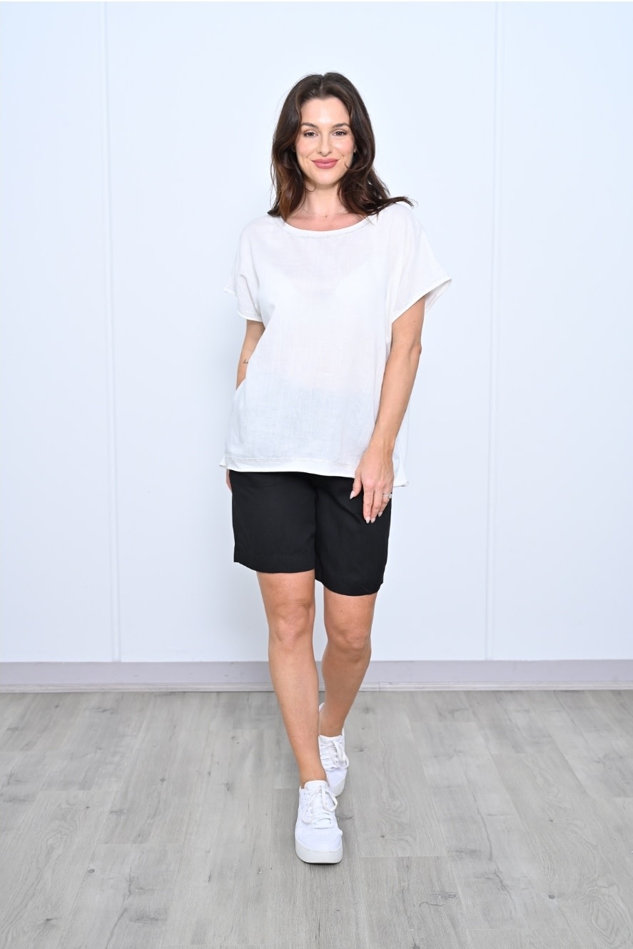 Cali & Co Sally Pull-on Black Linen Shorts
