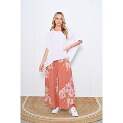 Cali & Co Pazila Rust Wide Leg Linen Pant