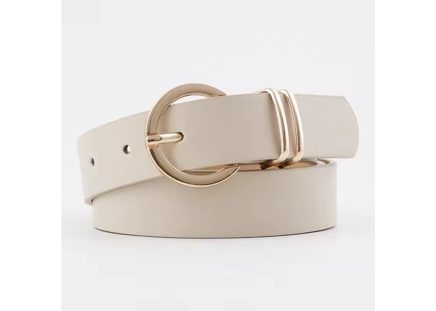 Lorraine the Label Cream Belt with Gold Buckle