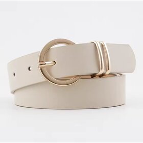 Lorraine the Label Cream Belt with Gold Buckle