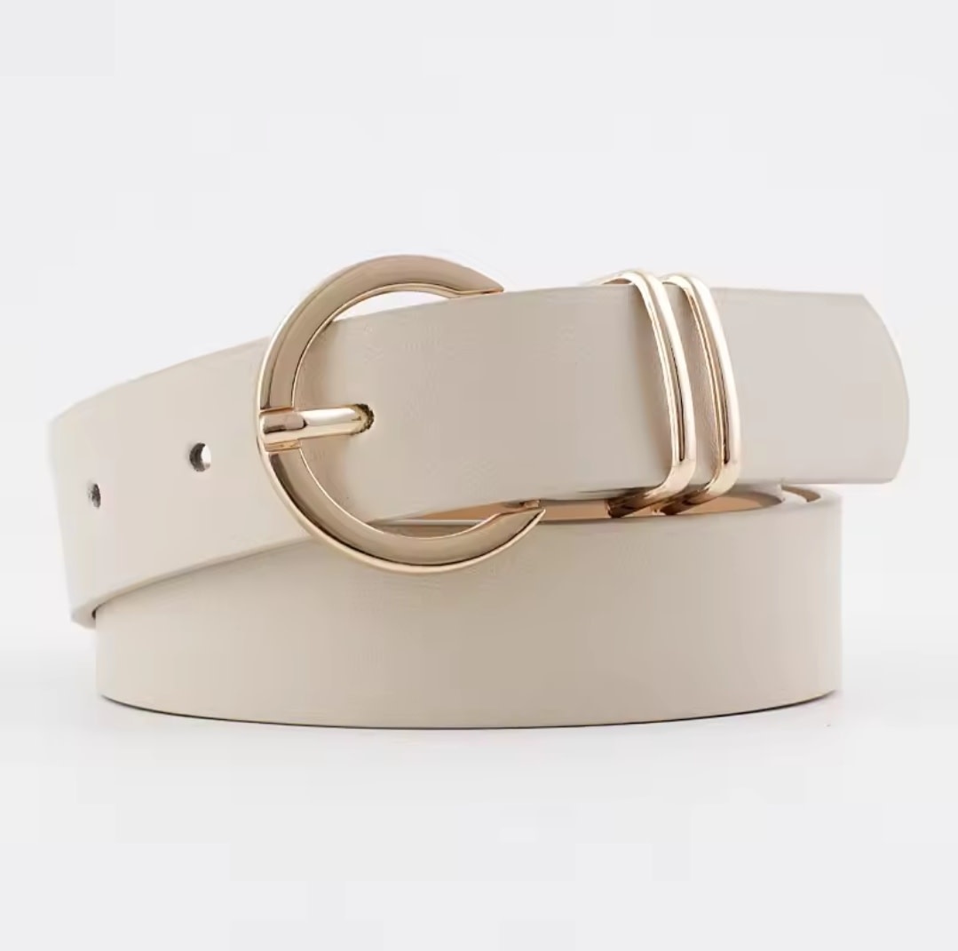 Lorraine the Label Cream Belt with Gold Buckle