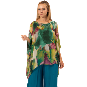 Vera May Green Marble Print Silk Top