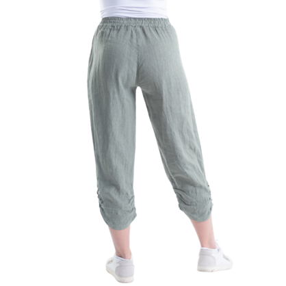 Vera May Zara Sage Button Detail Linen Pants