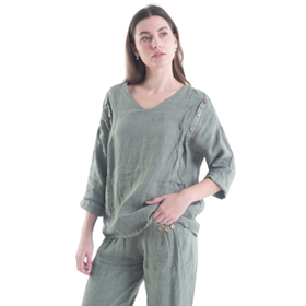 Vera May Tara Sage Linen Top