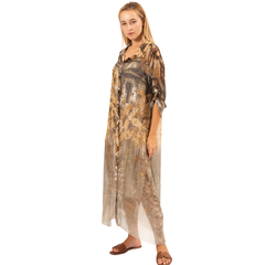 Vera May Beige Printed Silk Dress