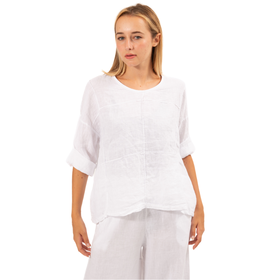 Vera May Donna White Linen Top - size XXL