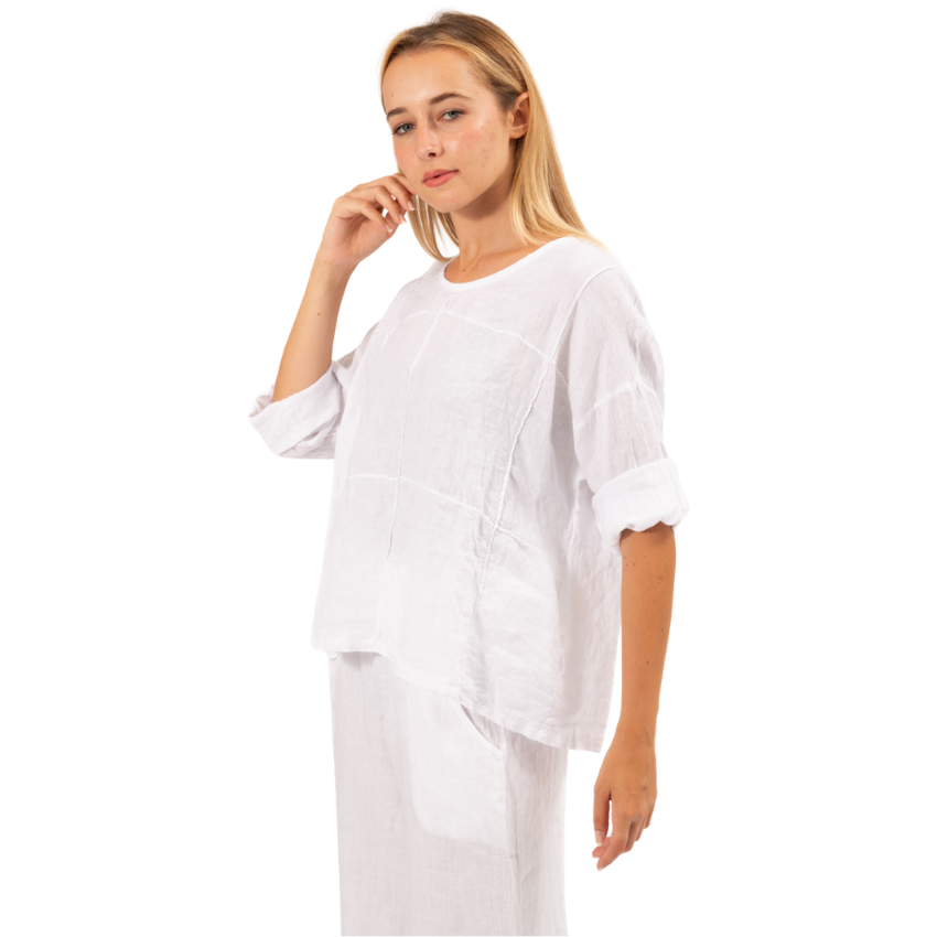 Vera May Donna White Linen Top - size XXL