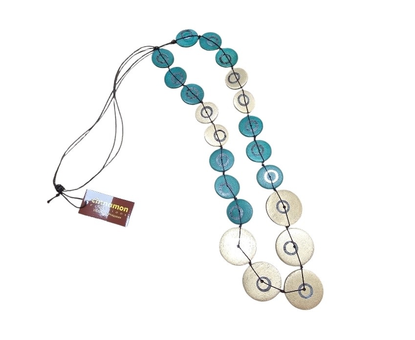 Cinnamon creations Wooden Gold/Green Necklace