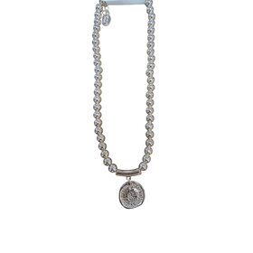 Blue Scarab Gold Stamped Necklace