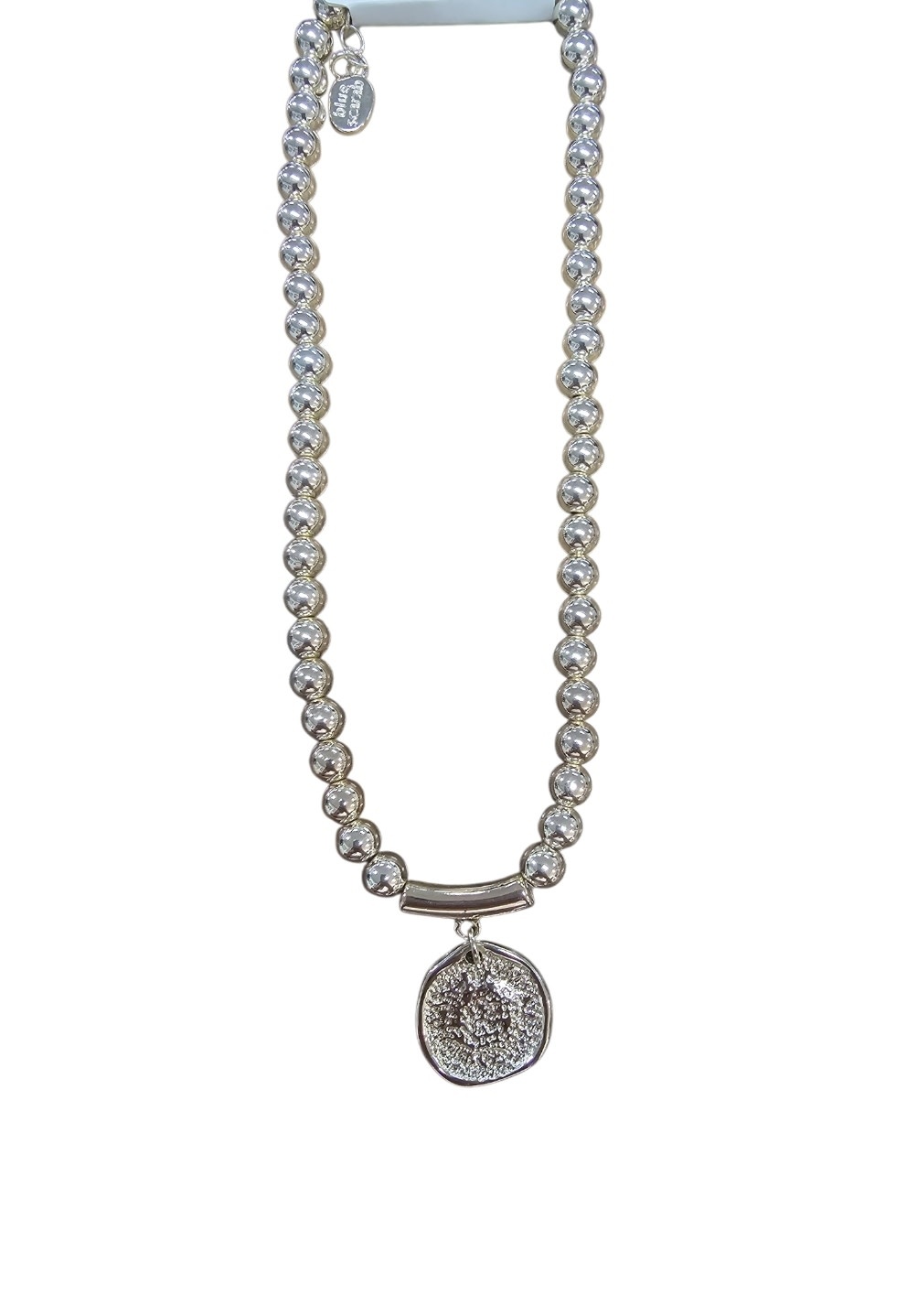 Blue Scarab Gold Stamped Necklace