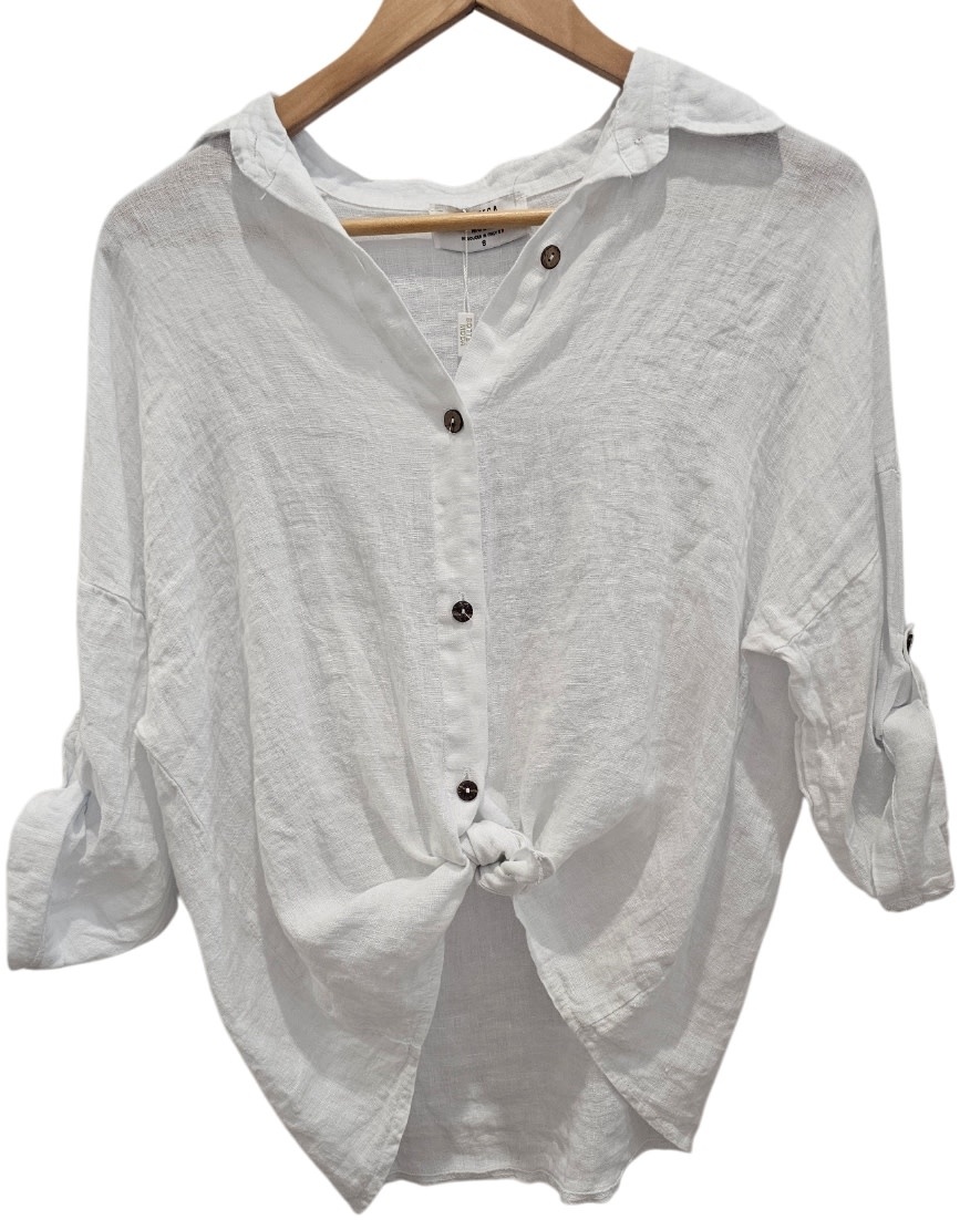 bottega Moda Chloe White Linen Top