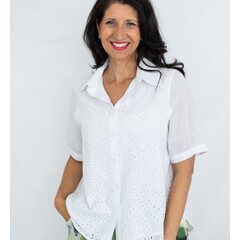 Jolie Saule Tamara Eyelet Embroidered Top - Size 8
