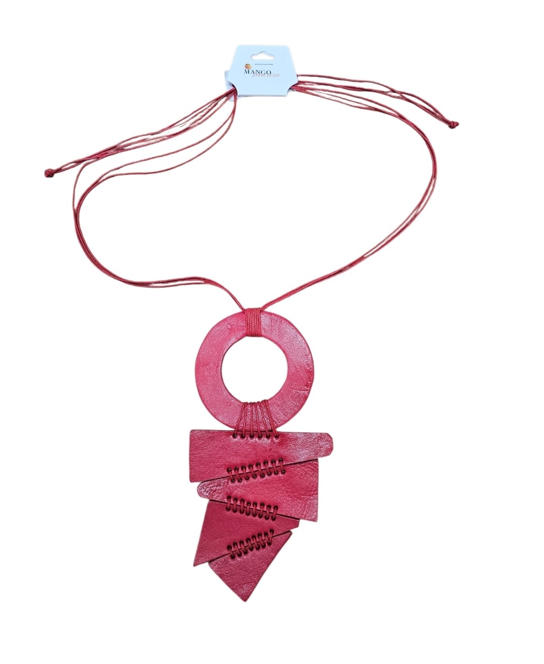 Mango Sunrise Leather Tribal Necklace