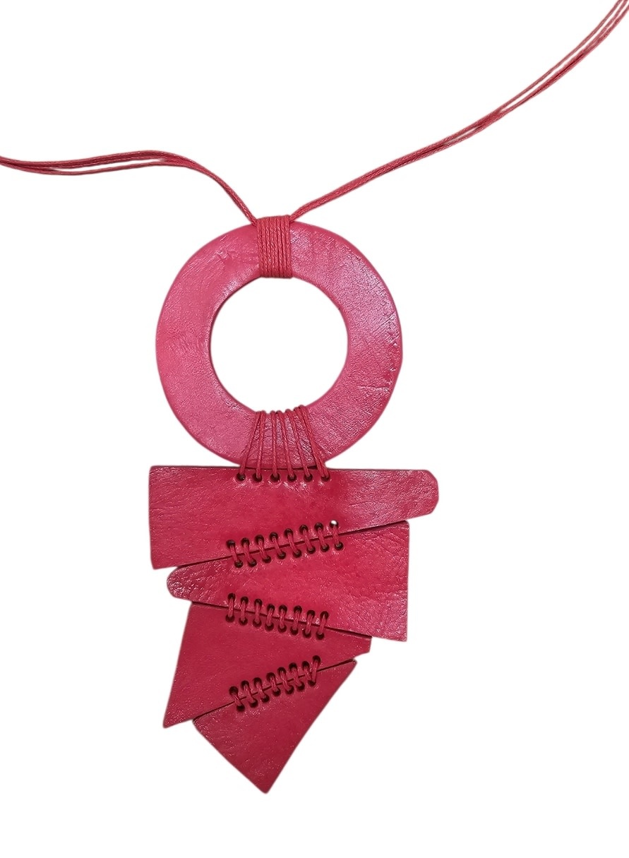 Mango Sunrise Leather Tribal Necklace