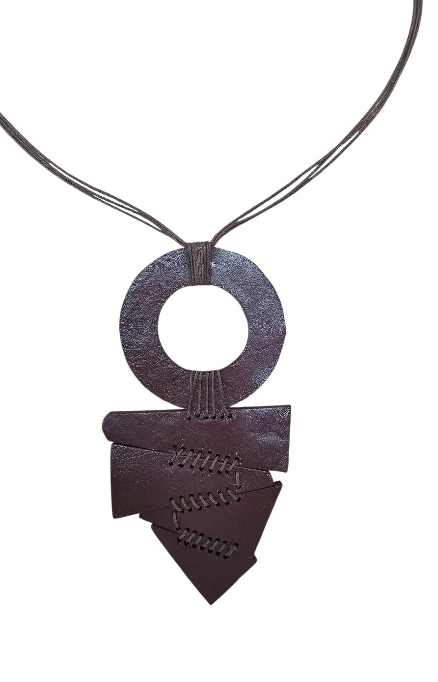 Mango Sunrise Leather Tribal Necklace