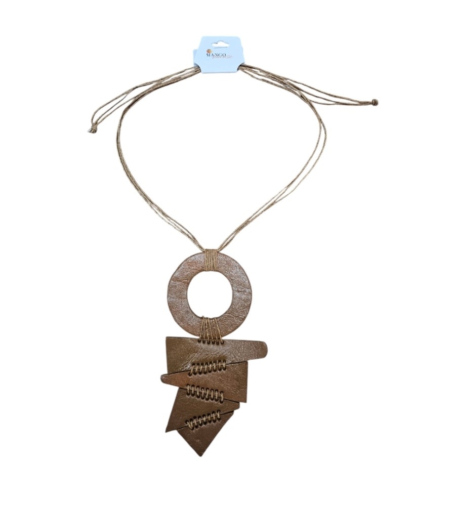 Mango Sunrise Leather Tribal Necklace