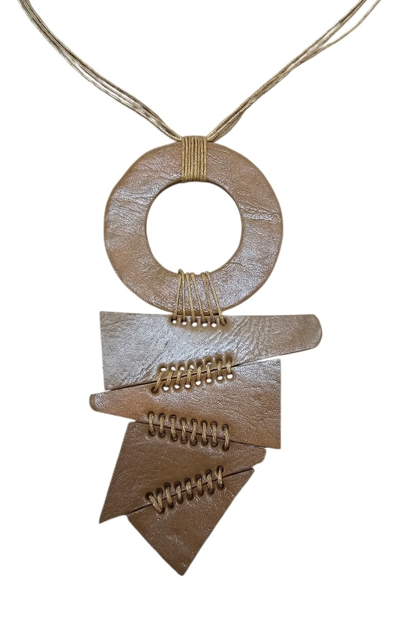 Mango Sunrise Leather Tribal Necklace