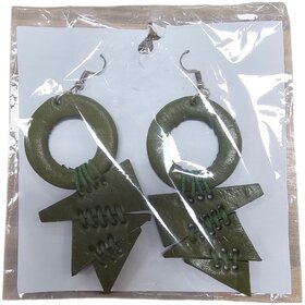 Mango Sunrise Leather Tribal Earrings