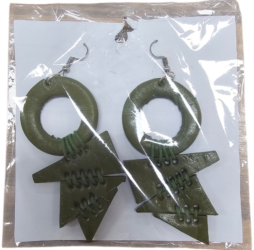 Mango Sunrise Leather Tribal Earrings