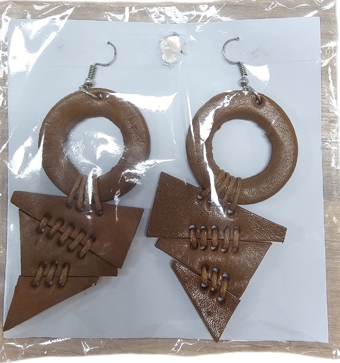 Mango Sunrise Leather Tribal Earrings