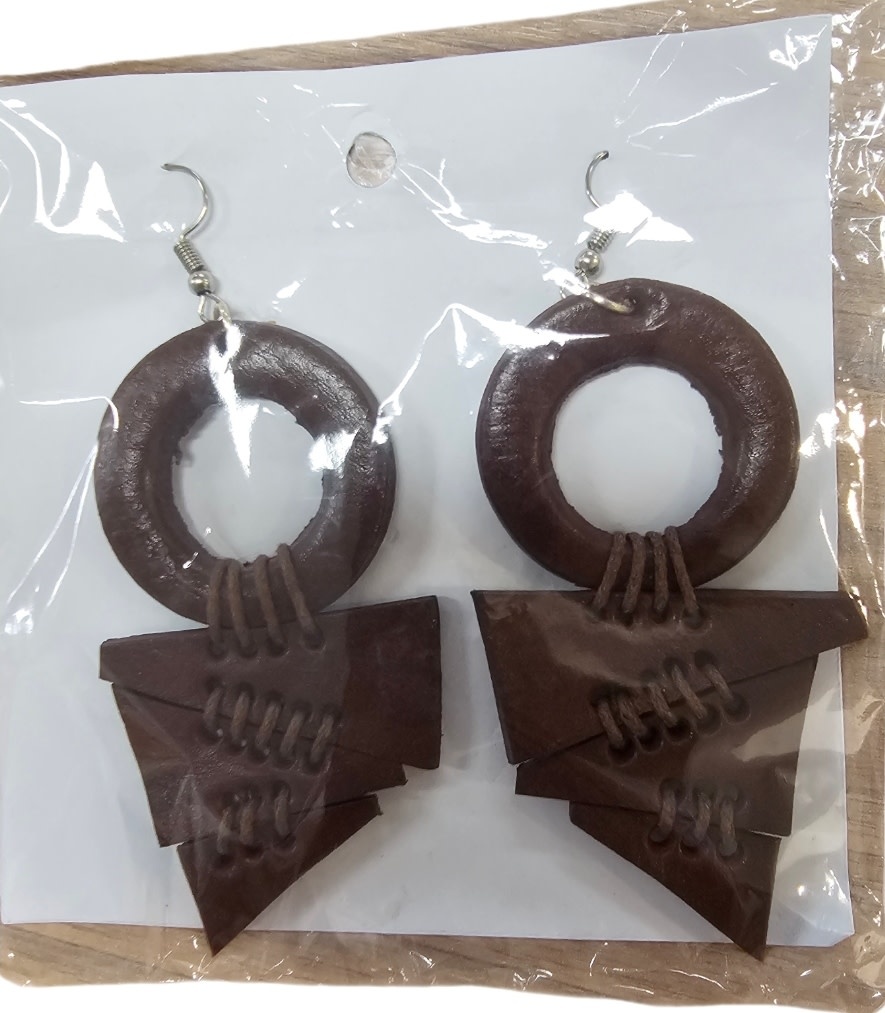 Mango Sunrise Leather Tribal Earrings