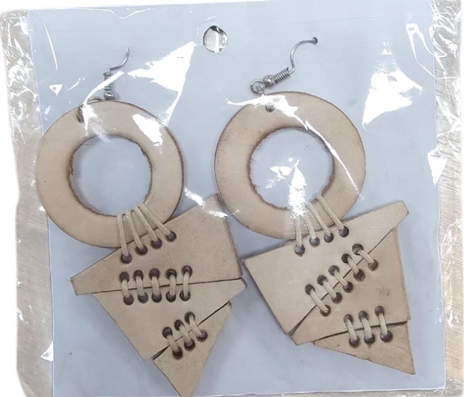 Mango Sunrise Leather Tribal Earrings