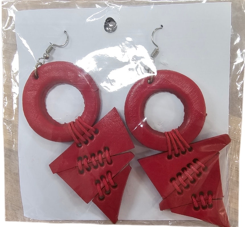 Mango Sunrise Leather Tribal Earrings