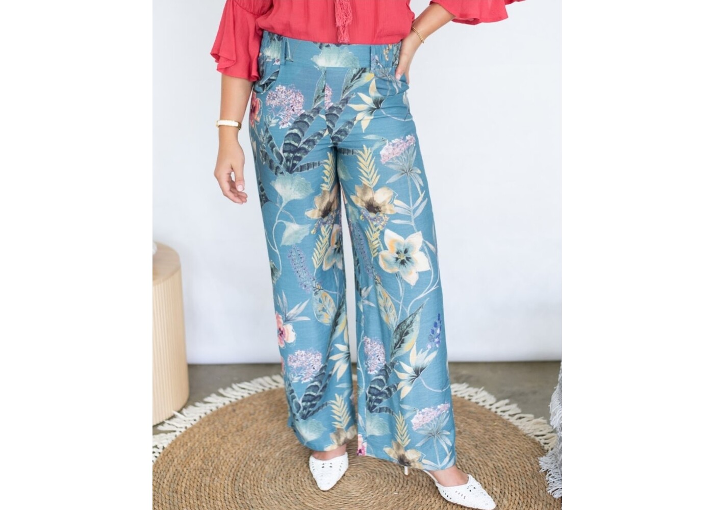 Willow Tree Tiana Floral Blue Pants