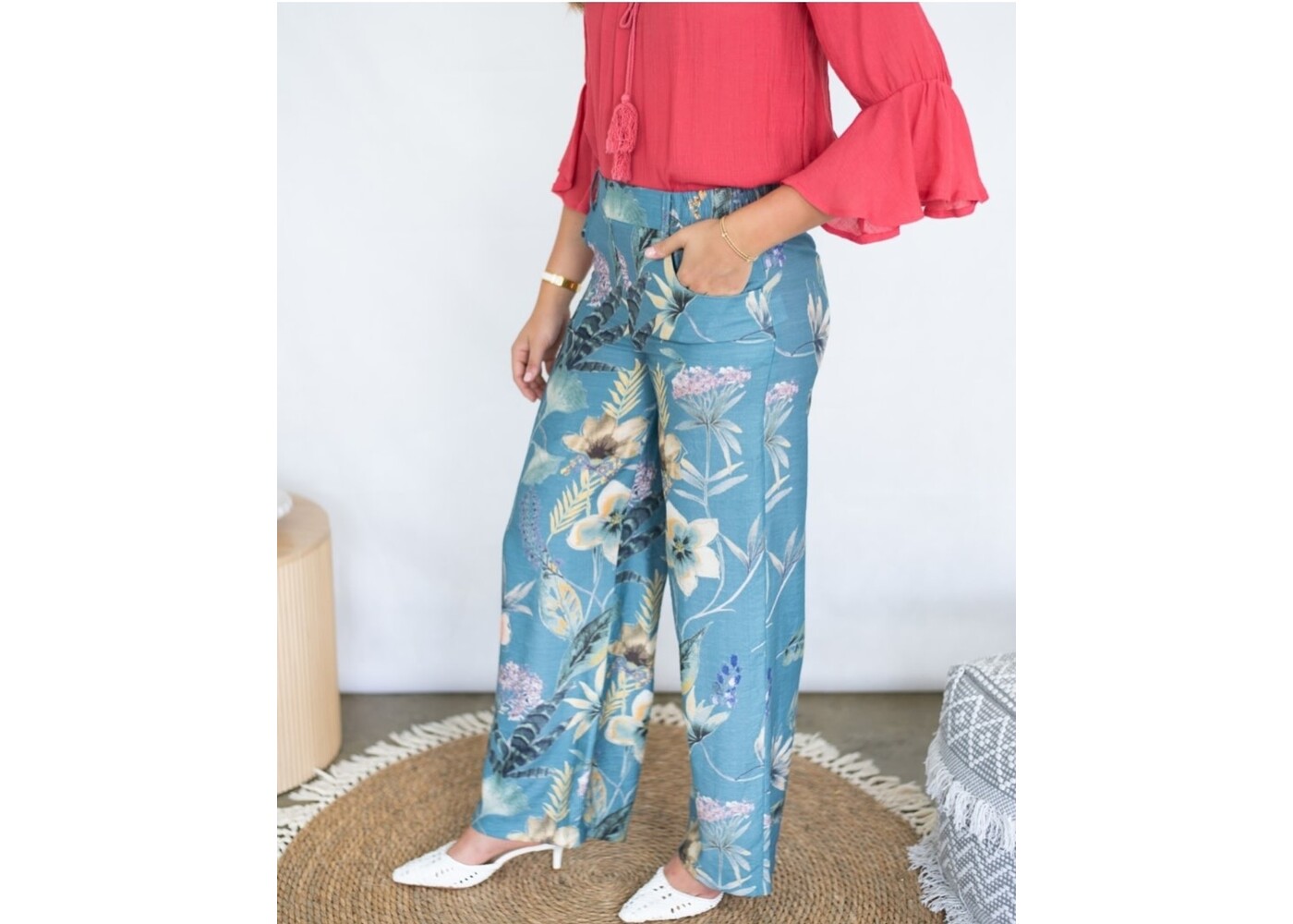 Willow Tree Tiana Floral Blue Pants