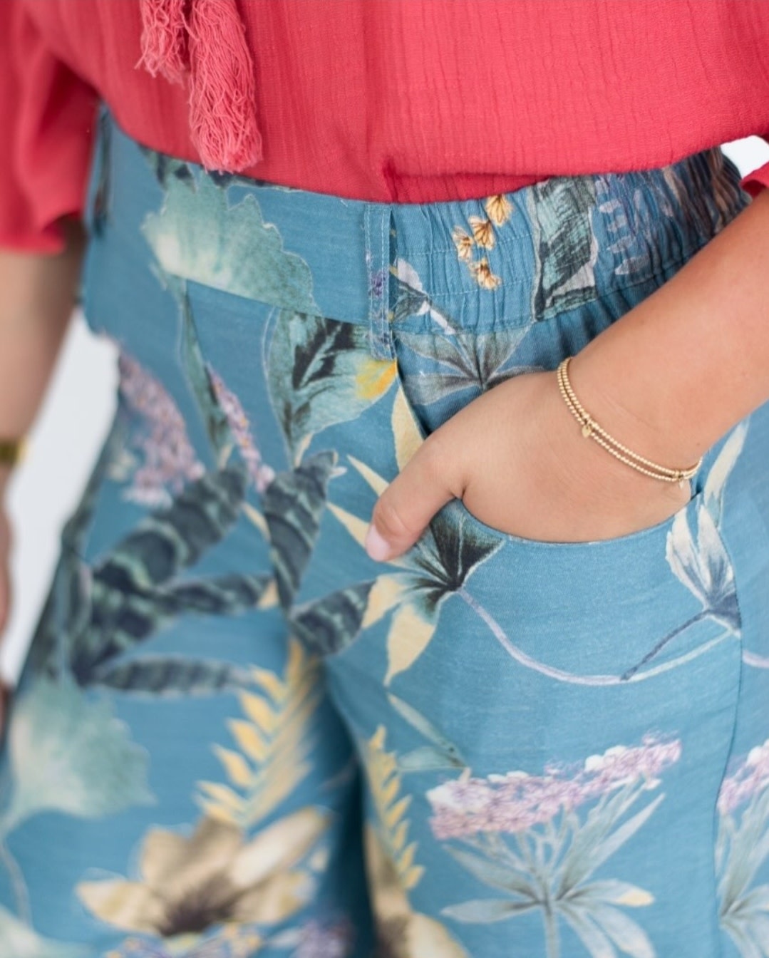 Willow Tree Tiana Floral Blue Pants