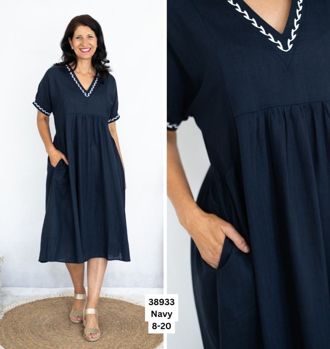 Willow Tree Naomi Navy Peasant Dress