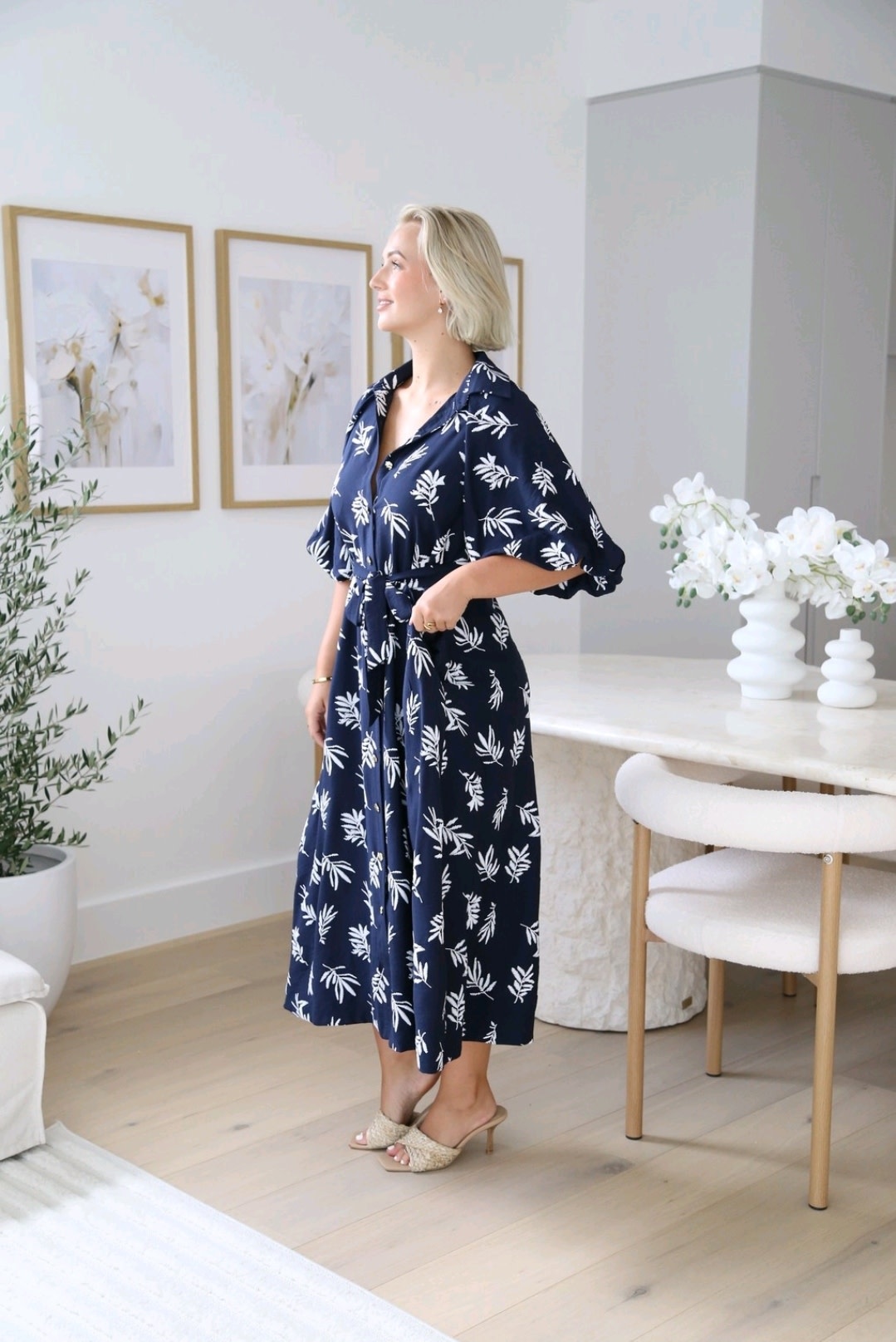 Salty Bright Ebony Navy Embroidered Dress